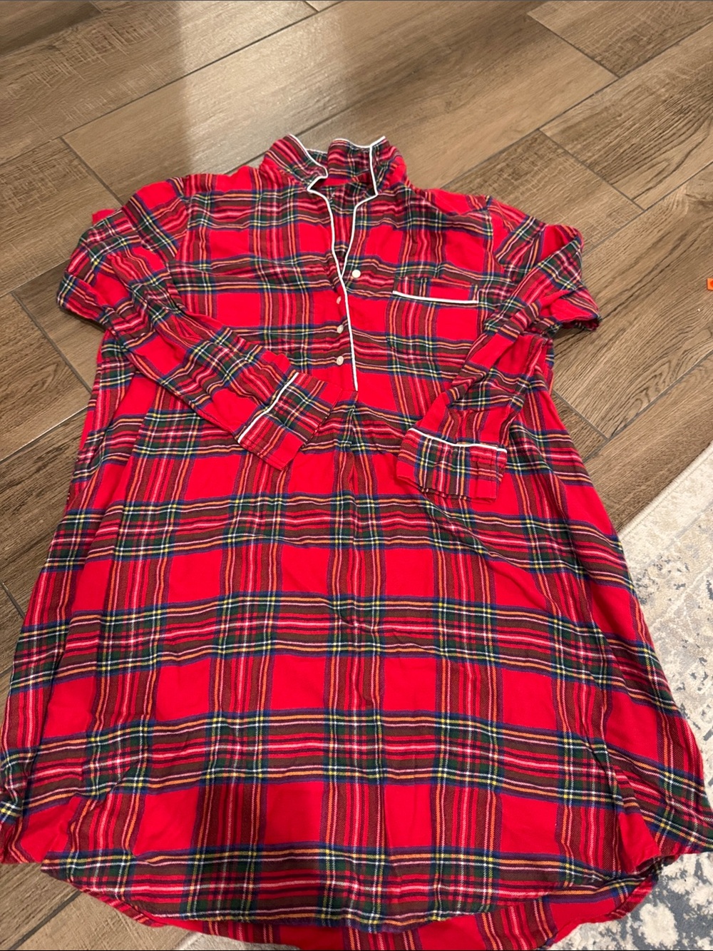 GAP Girls Red Plaid Nightshirt with Contrast Piping